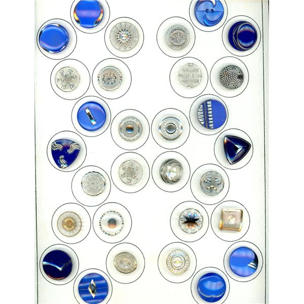 A card of division three glass buttons.
