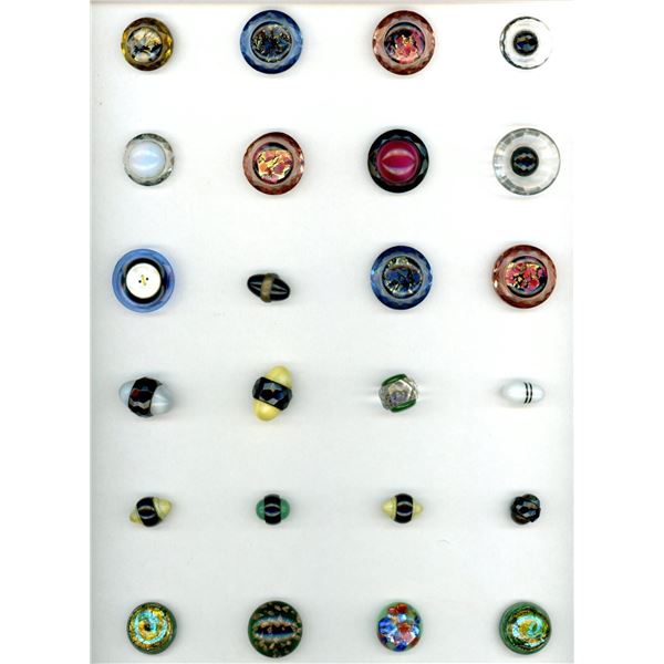 A card of division 1 and 3 assorted glass buttons