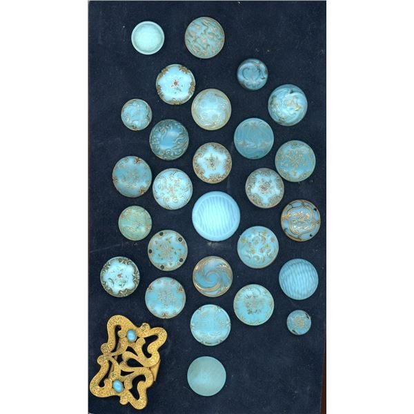 A small card of division one glass buttons