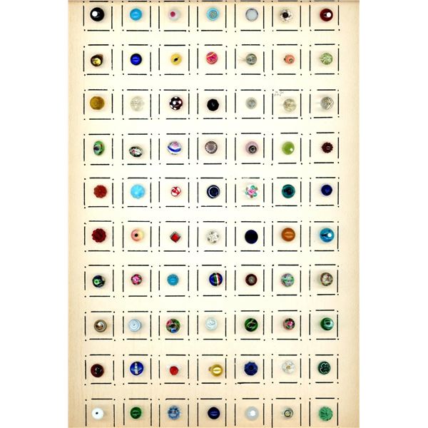 A card of division one glass buttons