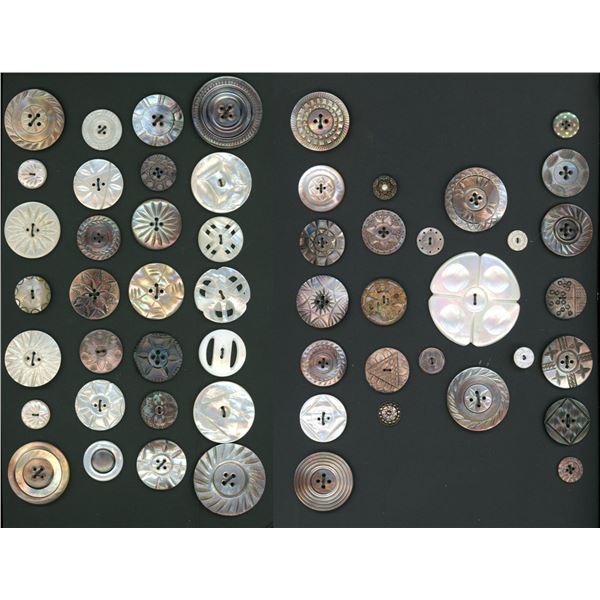 2 Cards of division one pearl buttons