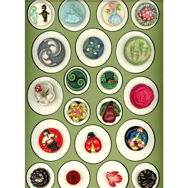A card of division three plaster buttons