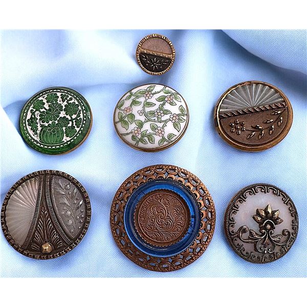 A small card of Division one glass in metal buttons