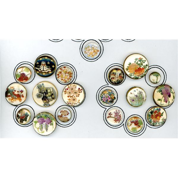 A partial card of division three Satsuma buttons