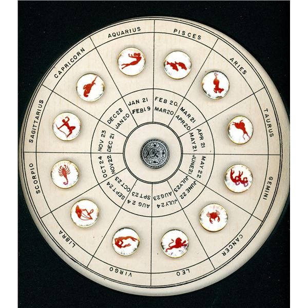 A card of division three porcelain pictorial buttons