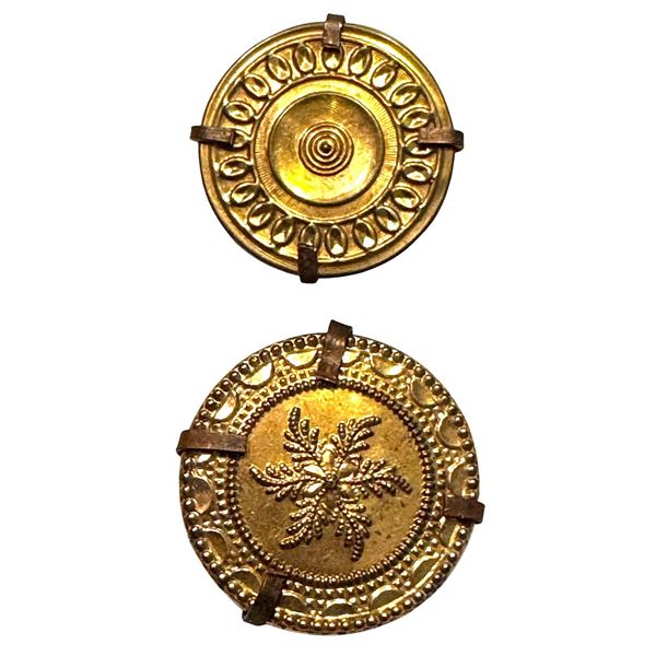 A small card of division one wood back buttons