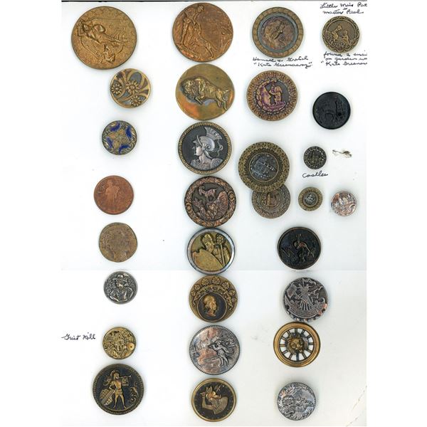 A card of division one assorted pictorial buttons