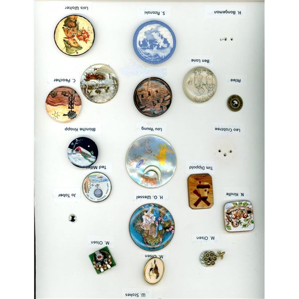 A card of division three studio artist buttons