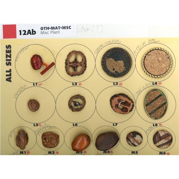 A partial card of div. 1 & 3 assorted earthy buttons