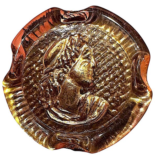 A division three pictorial English glass button