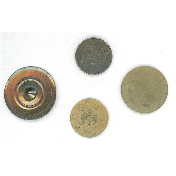 A small card of division one engraved metal buttons
