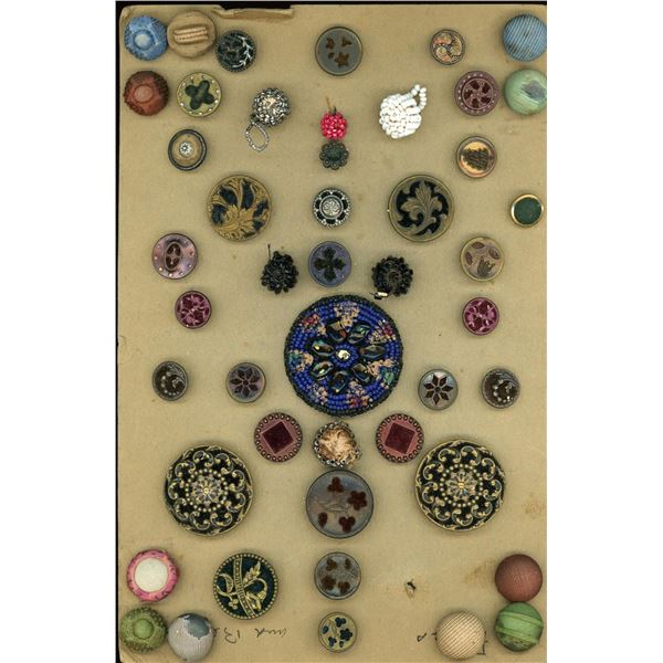 A card of division one fabric buttons