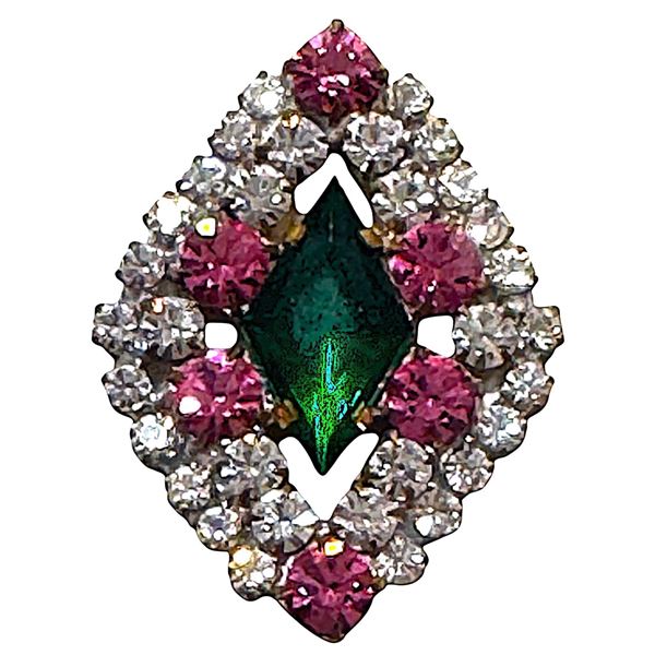 A division three colorful jeweled button
