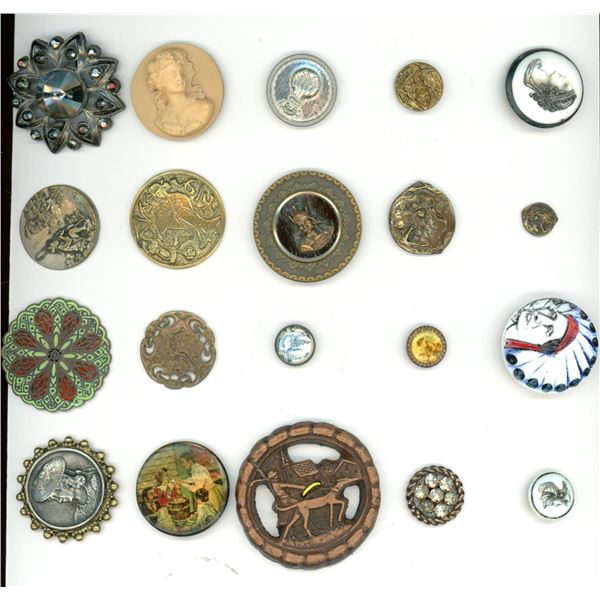 A card of division one and three assorted buttons