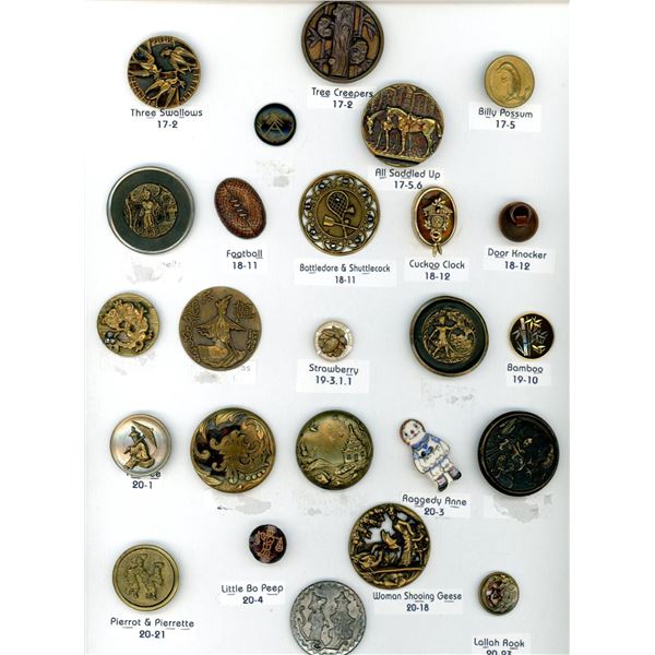 A card of division 1 & 3 assorted picture buttons