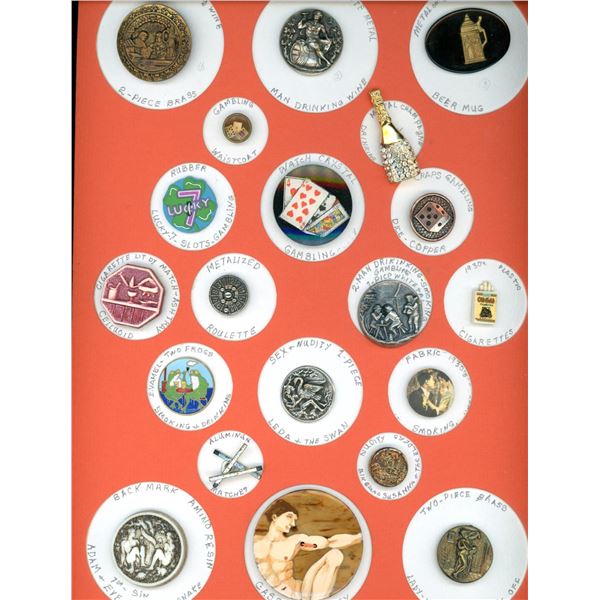 A card of division 1 & 3 assorted material buttons