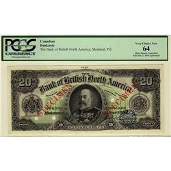 The Bank of British North America, 1911 $20 , CH-55-24-08S, green & black, Edward VII, PCGS UNC64