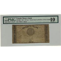 Henry's Bank, 1837 50 cent/trente sous, CH-357-10-02, PMG VG10
