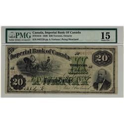 Imperial Bank of Canada, 1920 $20 #045729, CH375-16-18, PMG F15.  Scarce