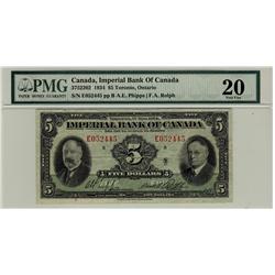 Imperial Bank of Canada, 1934 $5 #E052445, CH-375-22-02, PMG VF20