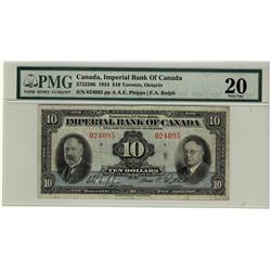 Imperial Bank of Canada 1934 $10 #024095, CH-375-22-06, PMG VF20,