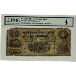 The Mechanics Bank, 1872 $4 #25292, CH-430-10-04, PMG G4,
