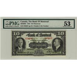 The Bank of Montreal, 1935 $10 #559497, CH-505-60-04, PMG AU53,
