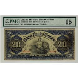 The Royal Bank of Canada 1909 $20 #062240 CH-630-10-04-22 PMG CH F15.  Only 9 known. Rare!