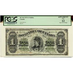 1878 $1 DC-8d #008338 Halifax note. PCGS F12 Edge Minor tear at right. Rare 