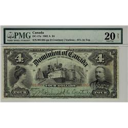1902 $4 DC-17a #001485 PMG VF20 NET minor rust, rare grade.