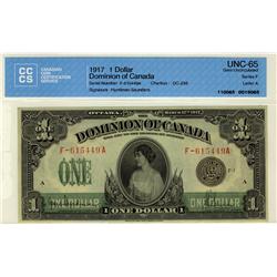 1917 $1 DC-23d /F-615449A, CCCS UNC65. A superb Gem example with vibrant colors.