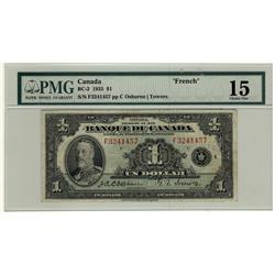 1935 $1 BC-2 #F3241457 PMG F15