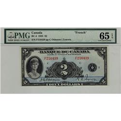 1935 $2 BC-4 F216439 PMG UNC65 EPQ.  Vibrant colours with great embossing.  Simply a splendid exampl