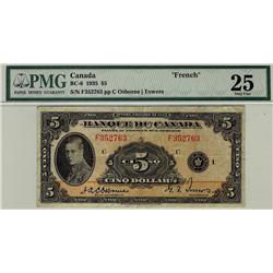 1935 $5 BC-6 #F352763, PMG VF25. A decent example.