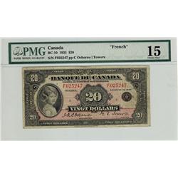 1935 $20 BC-10 F025247 PMG F15. An affordable FRENCH example.