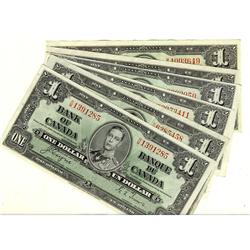 1937 $1 BC-21c & d.  Lot of 6 notes.  EF to AU.