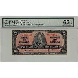1937 $2 BC-22a A/B8573161 PMG UNC65 EPQ.  Vibrant colours with great embossing. Simply a splendid ex