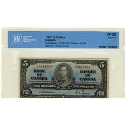 1937 $5 BC-23a /AC5614587 CCCS VF20