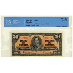 1937 $50 BC-26b /BH2500874 CCCS VF20