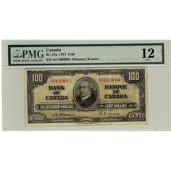 1937 $100 BC-27a /AJ0063664 PMG F12, an affordable example.