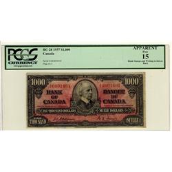 1937 $1000 BC-28 A/K0001401 PCGS APP F15 Bank Stamps and Writing in Ink on Back. An affordable examp