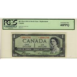 1954 $1 BC-29aA *A/A0001786 PCGS EF40.  Very rare replacement/Devil's face.