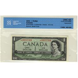 1954 $1 BC-37aA *A/A0057504 CCCS UNC63. A nice Choice Unc.