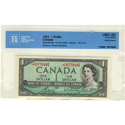 1954 $1 BC-37cA *H/F0779485 CCCS UNC60. Another better replacement.