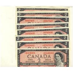 1954 $2 BC-38a(1), BC-38b(2), BC-38bA(3) & BC-38c(2).  Lot of 8 notes including 3 replacement issues