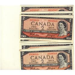 1954 $2 BC-38a Beattie-Coyne. Lot of 21 notes. All AU to Unc.