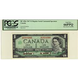 1967 $1 BC-45bS #I/P0000000, SP, PCGS UNC66PPQ