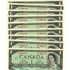 Image 1 : 1967 $1 BC-45b with serial numbers. P/O7246221 to P/O7246229.  Run of 9 consecutive notes
