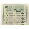 Image 1 : 1991 $20 BC-58b-ii EVA6527700 TO 705. No back plate.  Run of 6 consecutive notes.