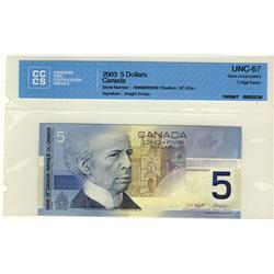 RADAR 2003 $5 BC-62a-i #HNM9995999 CCCS UNC67